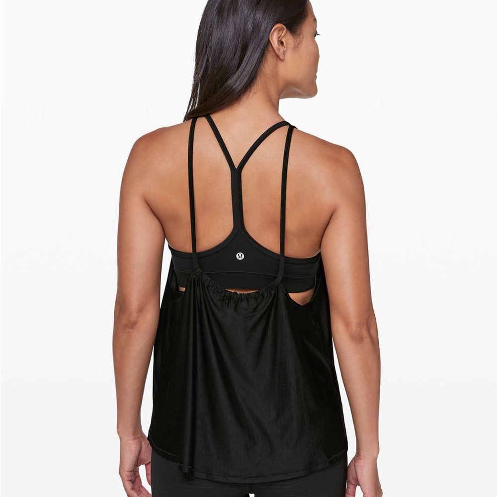 Womens Lululemon Athletica Flow Y 2 in 1 Tank Top Yoga Strappy Coquette Black 6